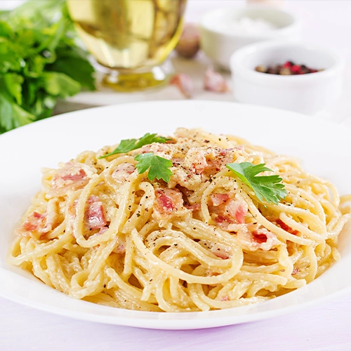 Linguines au gorgonzola et à la pancetta